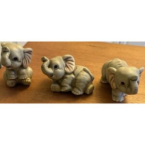 Set Of 3 Vintage HOMCO Ceramic Lucky Baby‎ Elephants 1400 Series. EUC